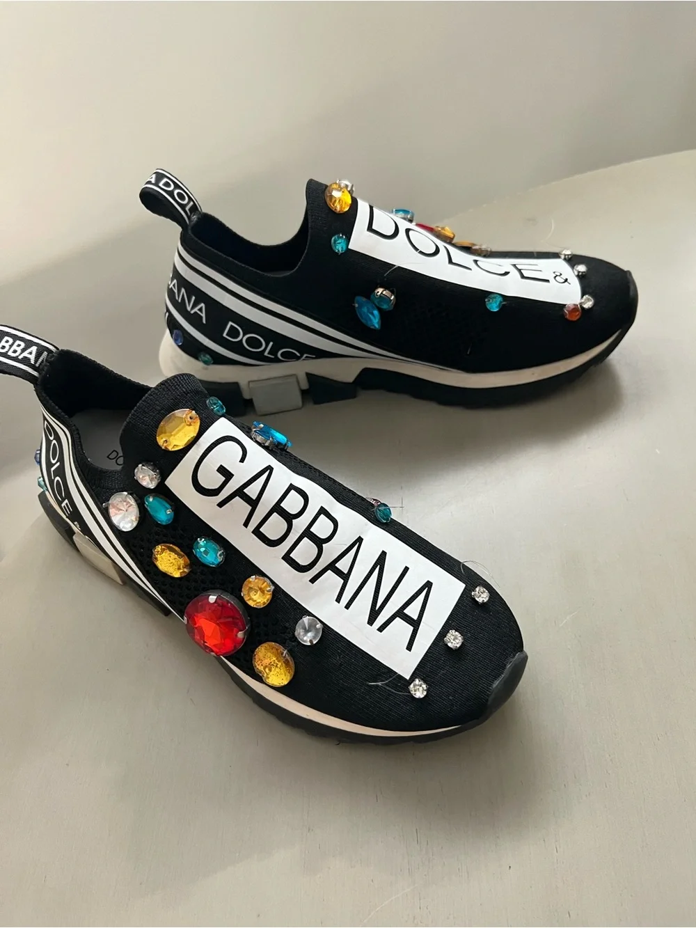 Dolce & Gabbana Black and White Ankle Boots